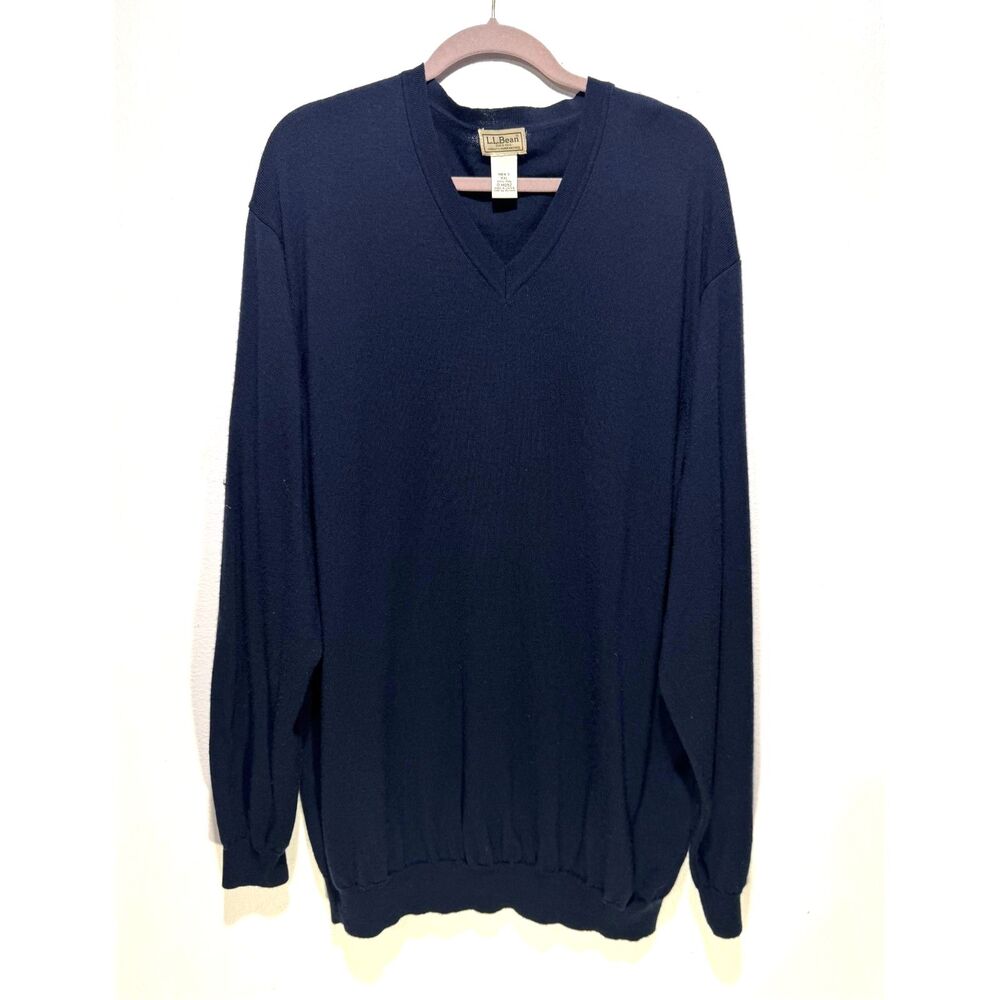 L.L. Bean 100% wool sweater first layer navy blue winter casual office women XXL